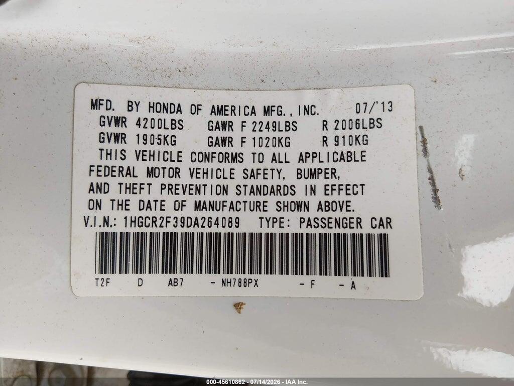 1HGCR2F39DA264089 2013 HONDA ACCORD photo no. 9