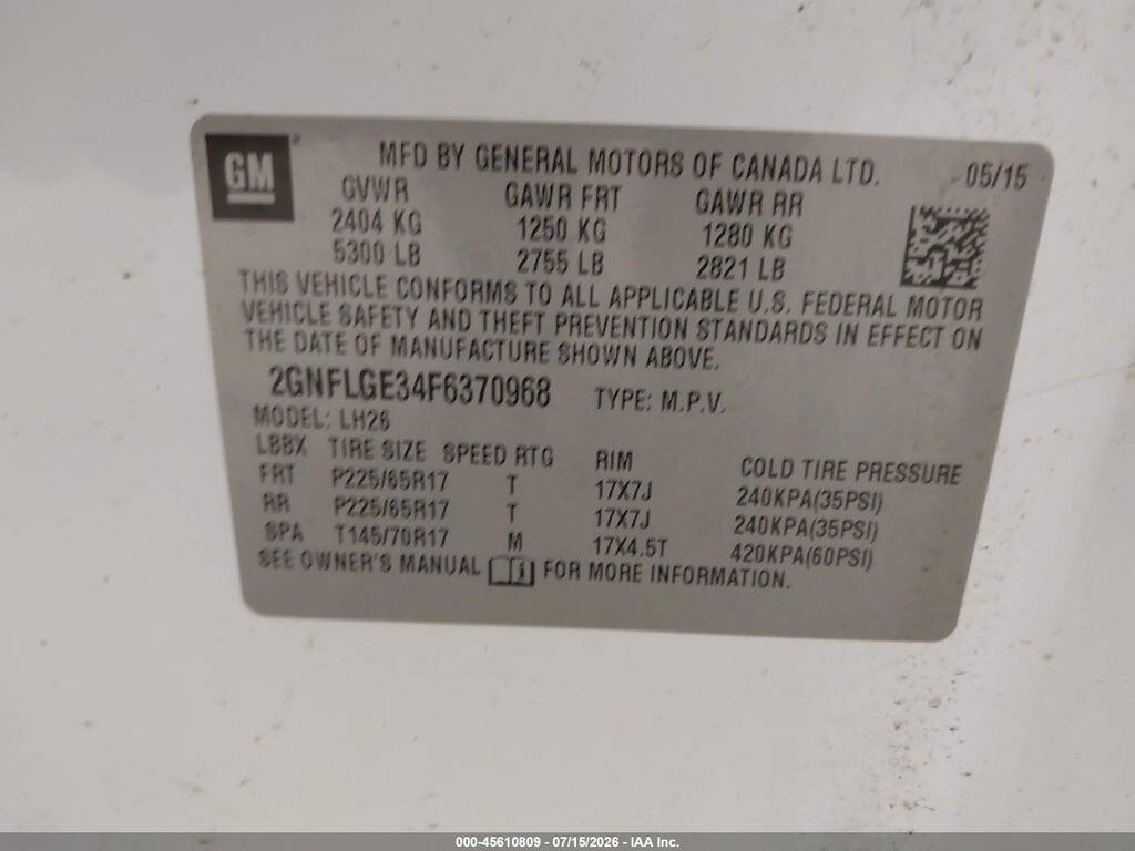 2GNFLGE34F6370968 2015 CHEVROLET EQUINOX photo no. 9