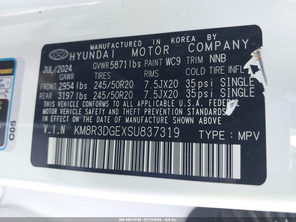KM8R3DGEXSU837319 2025 HYUNDAI PALISADE photo no. 9