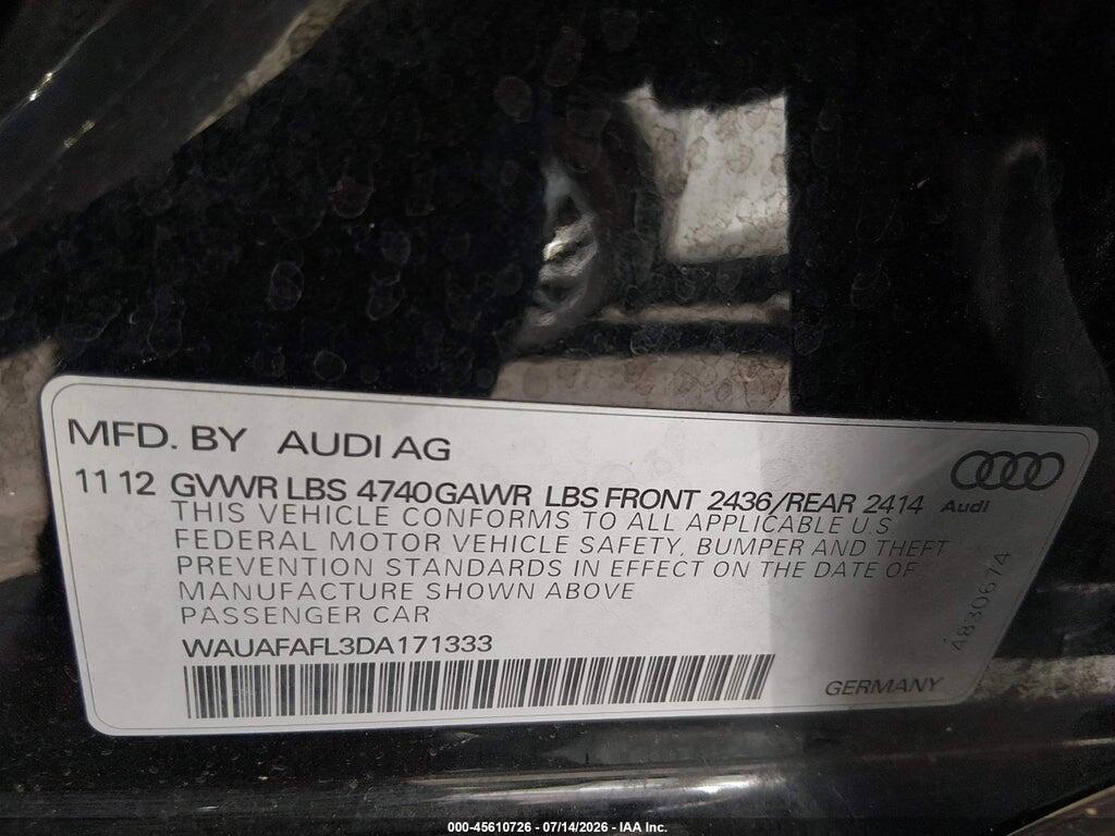 WAUAFAFL3DA171333 2013 AUDI A4 photo no. 9