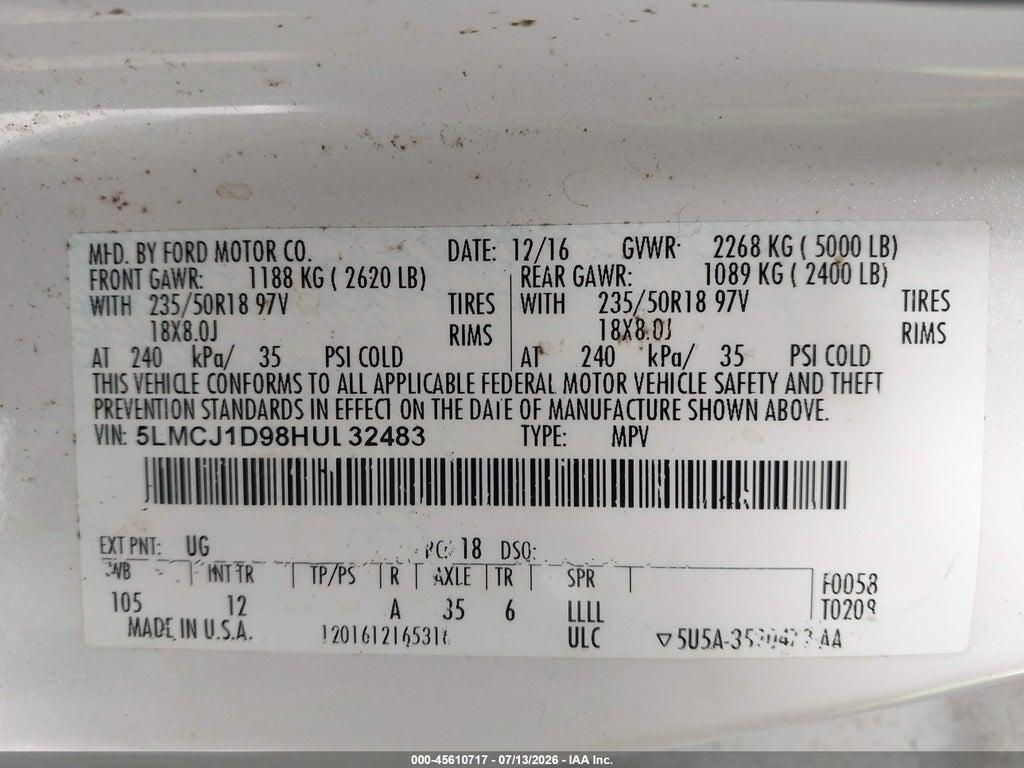 5LMCJ1D98HUL32483 2017 LINCOLN MKC photo no. 9