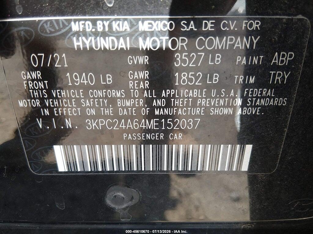 3KPC24A64ME152037 2021 HYUNDAI ACCENT photo no. 9