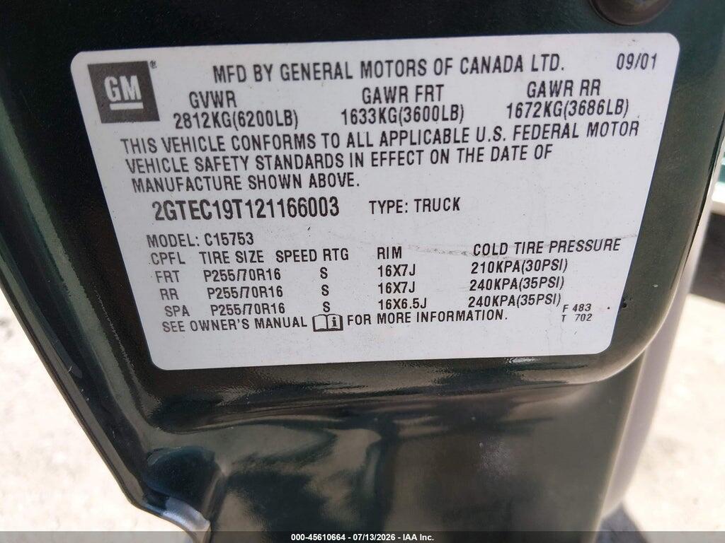 2GTEC19T121166003 2002 GMC SIERRA 1500 photo no. 9