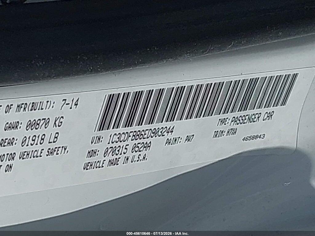 1C3CDFBB6ED903244 2014 DODGE DART photo no. 9
