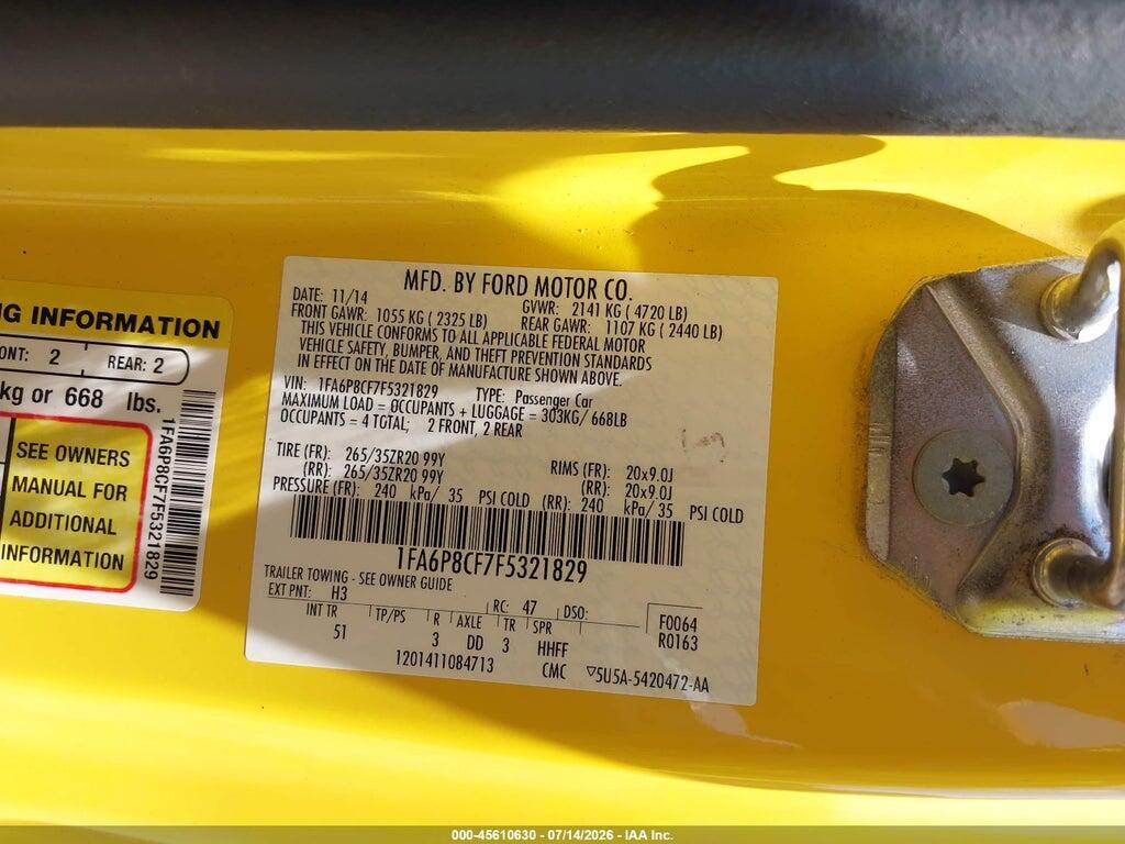 1FA6P8CF7F5321829 2015 FORD MUSTANG photo no. 9