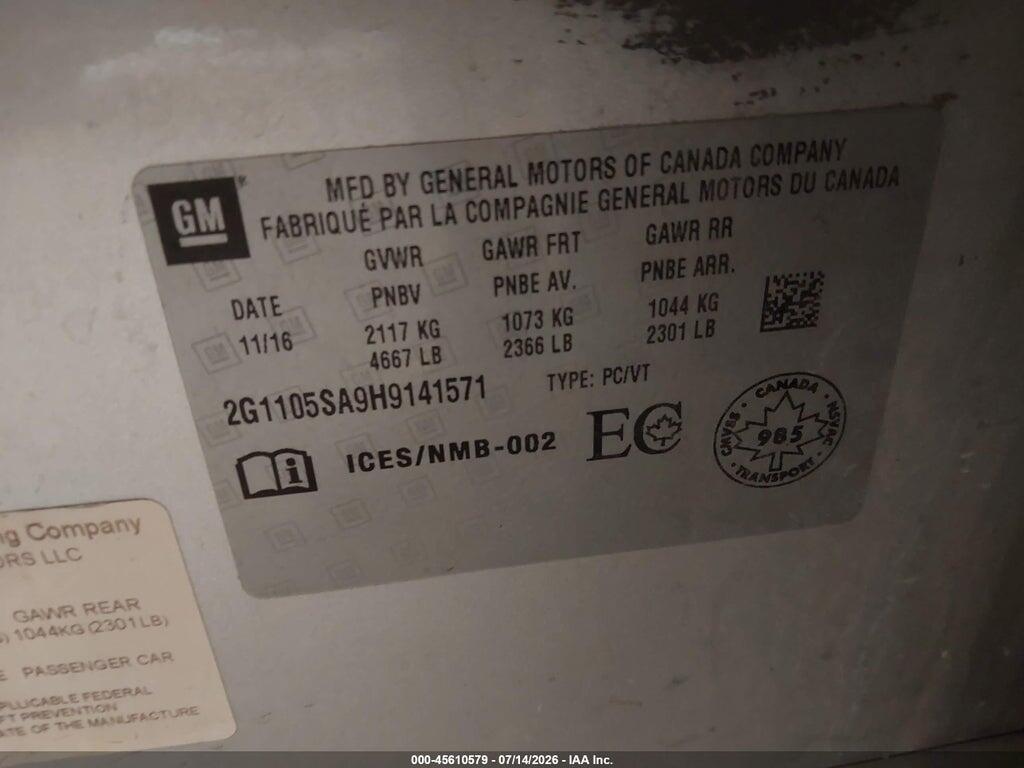 2G1105SA9H9141571 2017 CHEVROLET IMPALA photo no. 9