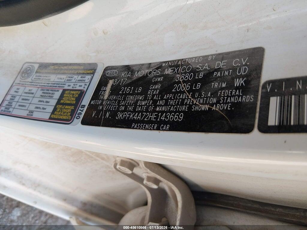 3KPFK4A72HE143669 2017 KIA FORTE photo no. 9