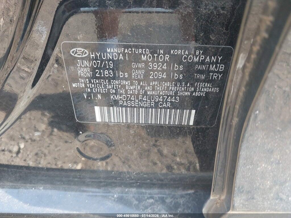 KMHD74LF4LU947443 2020 HYUNDAI ELANTRA photo no. 9