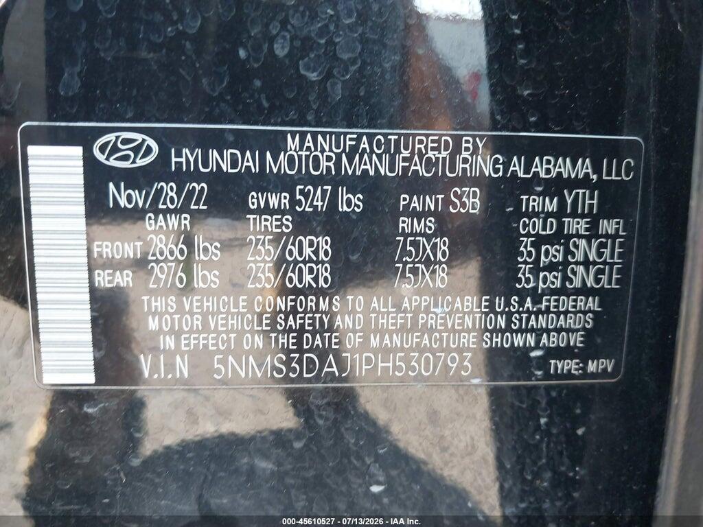 5NMS3DAJ1PH530793 2023 HYUNDAI SANTA FE photo no. 9