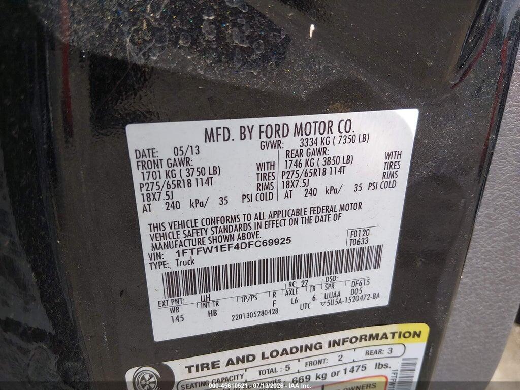 1FTFW1EF4DFC69925 2013 FORD F-150 photo no. 9