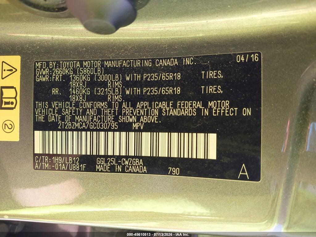 2T2BZMCA7GC030795 2016 LEXUS RX 350 photo no. 9