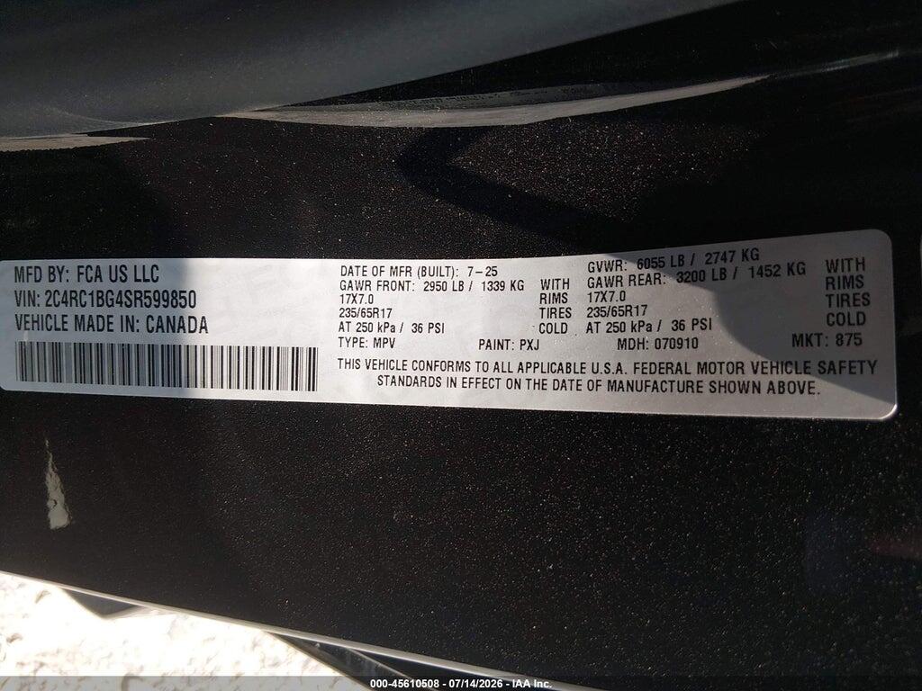 2C4RC1BG4SR599850 2025 CHRYSLER PACIFICA photo no. 9