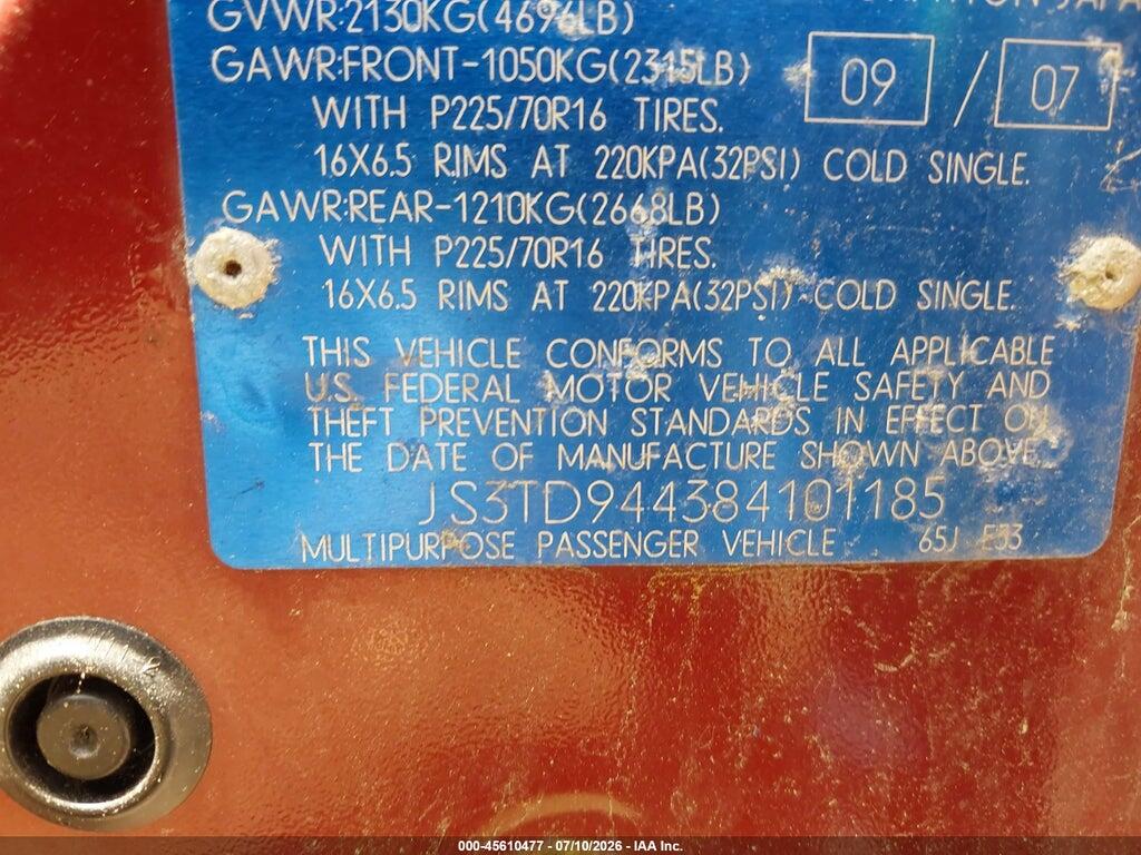 JS3TD944384101185 2008 SUZUKI GRAND VITARA photo no. 9