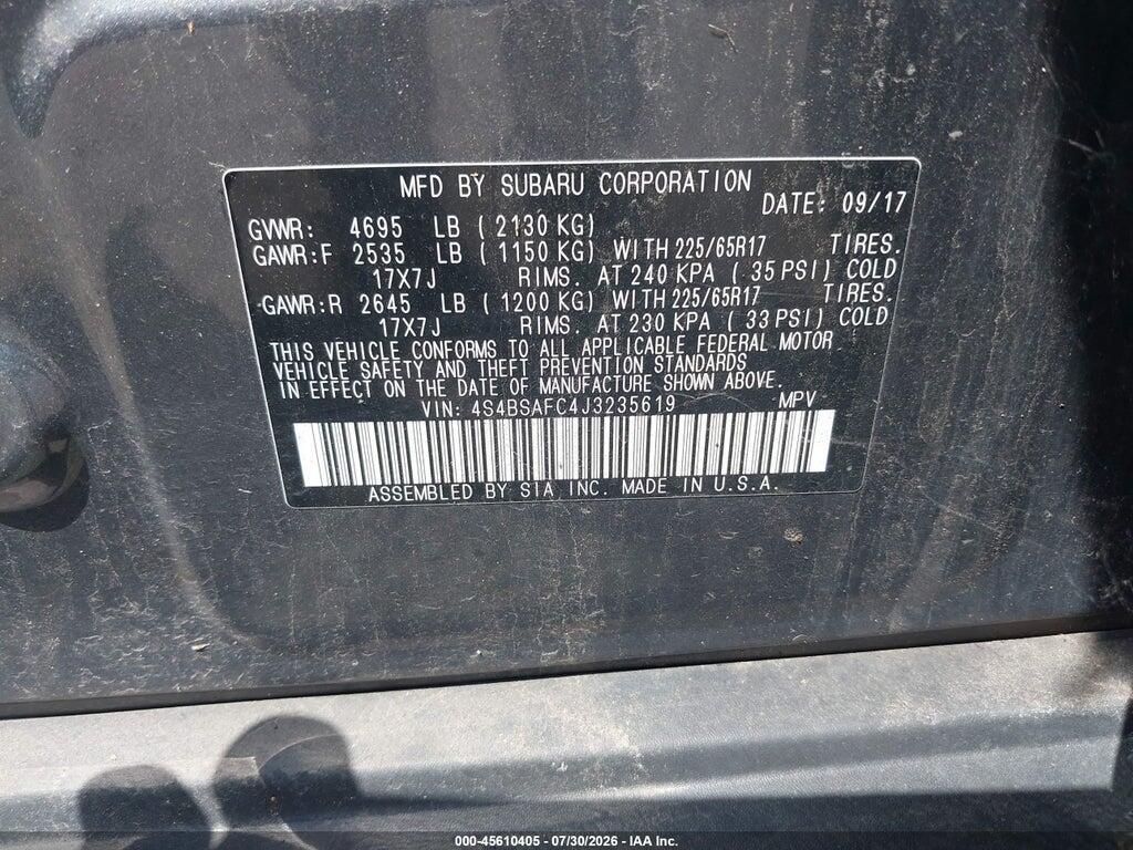 4S4BSAFC4J3235619 2018 SUBARU OUTBACK photo no. 9