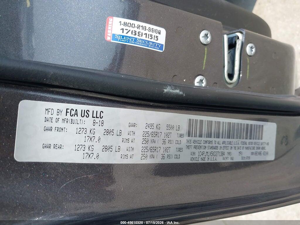 1C4PJMLX5KD271384 2019 JEEP CHEROKEE photo no. 9