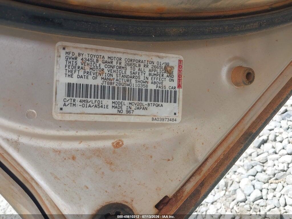 JT8BF28G5W0110358 1998 LEXUS ES 300 photo no. 9