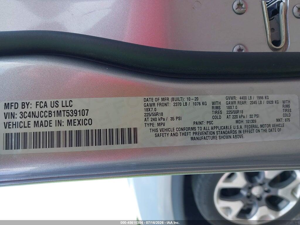 3C4NJCCB1MT539107 2021 JEEP COMPASS photo no. 9