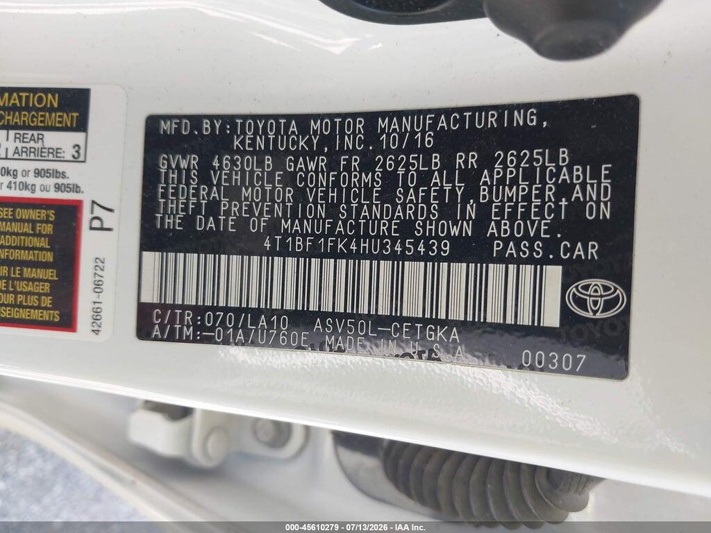 4T1BF1FK4HU345439 2017 TOYOTA CAMRY photo no. 9