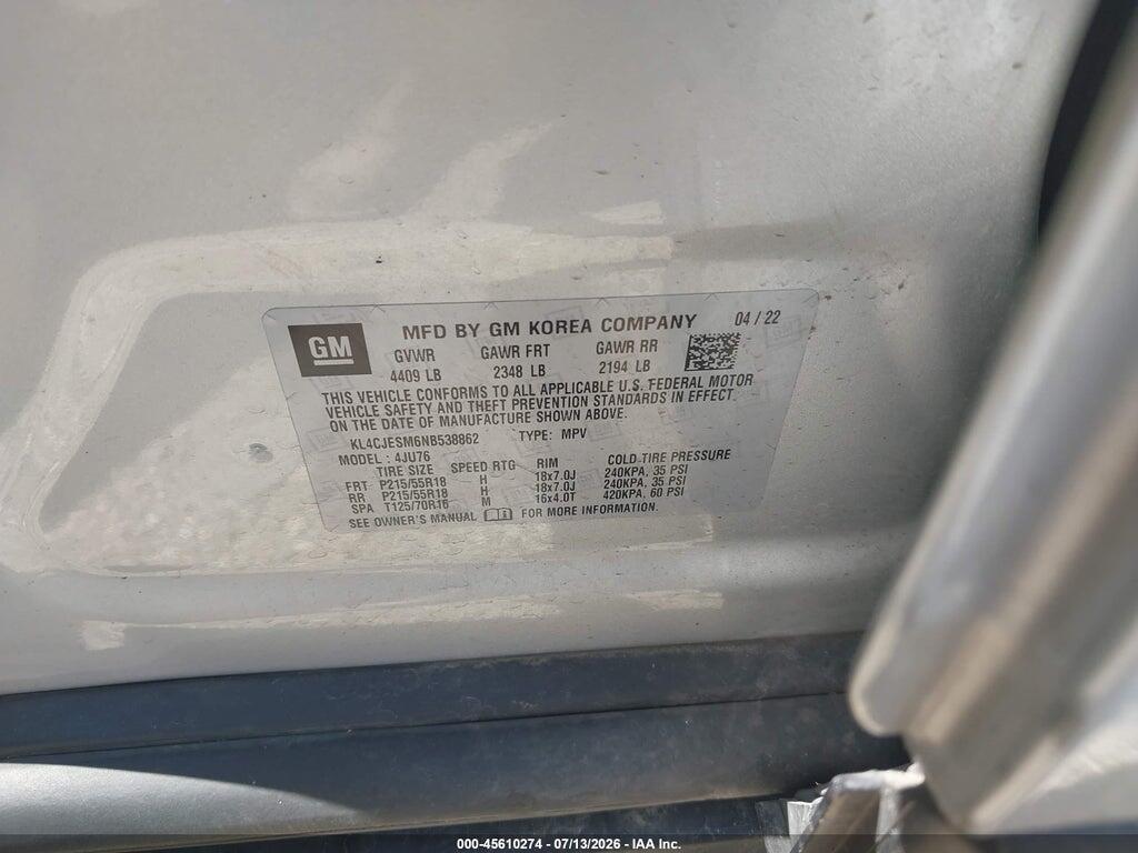 KL4CJESM6NB538862 2022 BUICK ENCORE photo no. 9