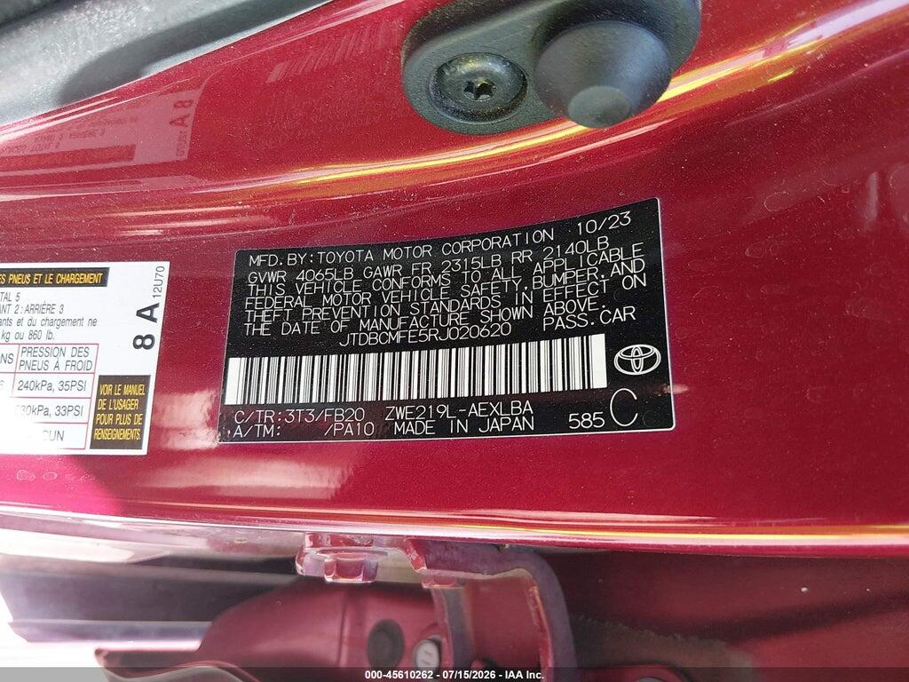JTDBCMFE5RJ020620 2024 TOYOTA COROLLA photo no. 9