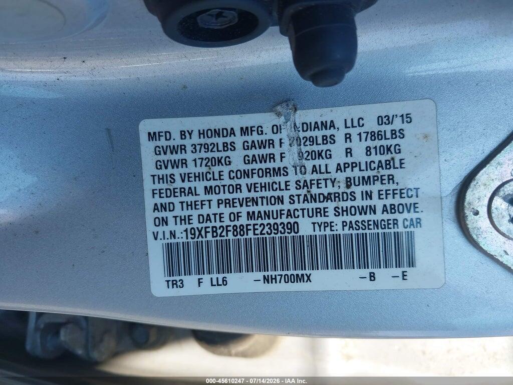19XFB2F88FE239390 2015 HONDA CIVIC photo no. 9