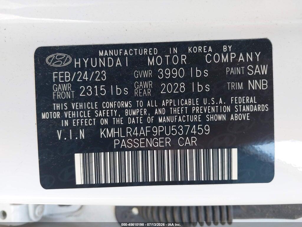 KMHLR4AF9PU537459 2023 HYUNDAI ELANTRA photo no. 9