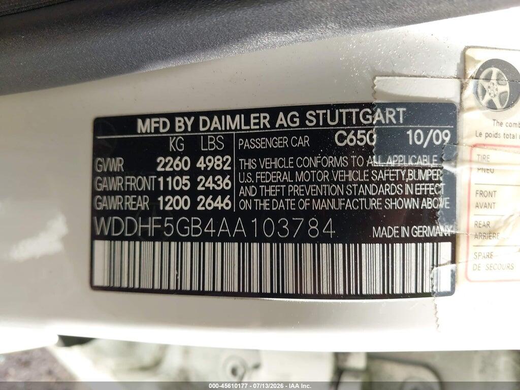 WDDHF5GB4AA103784 2010 MERCEDES-BENZ E 350 photo no. 9