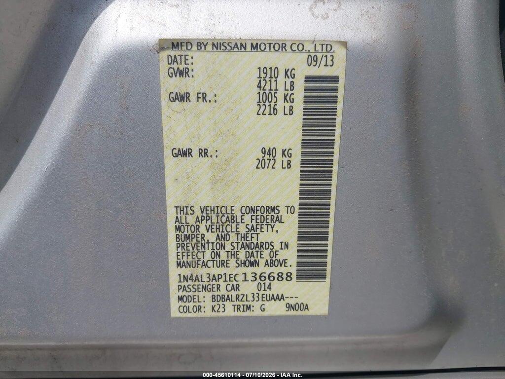 1N4AL3AP1EC136688 2014 NISSAN ALTIMA photo no. 9