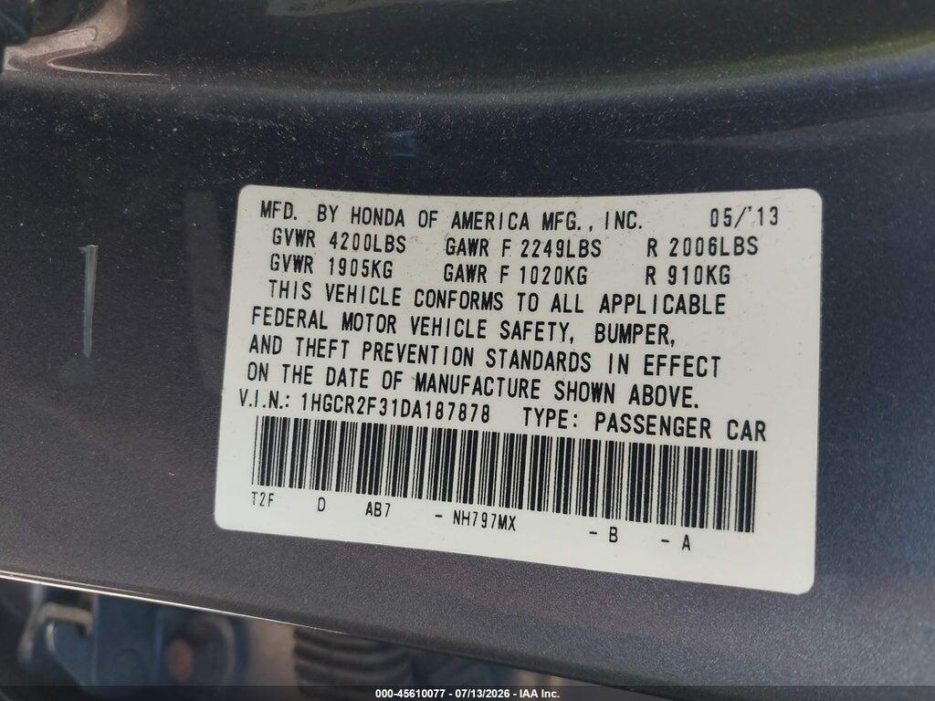 1HGCR2F31DA187878 2013 HONDA ACCORD photo no. 9
