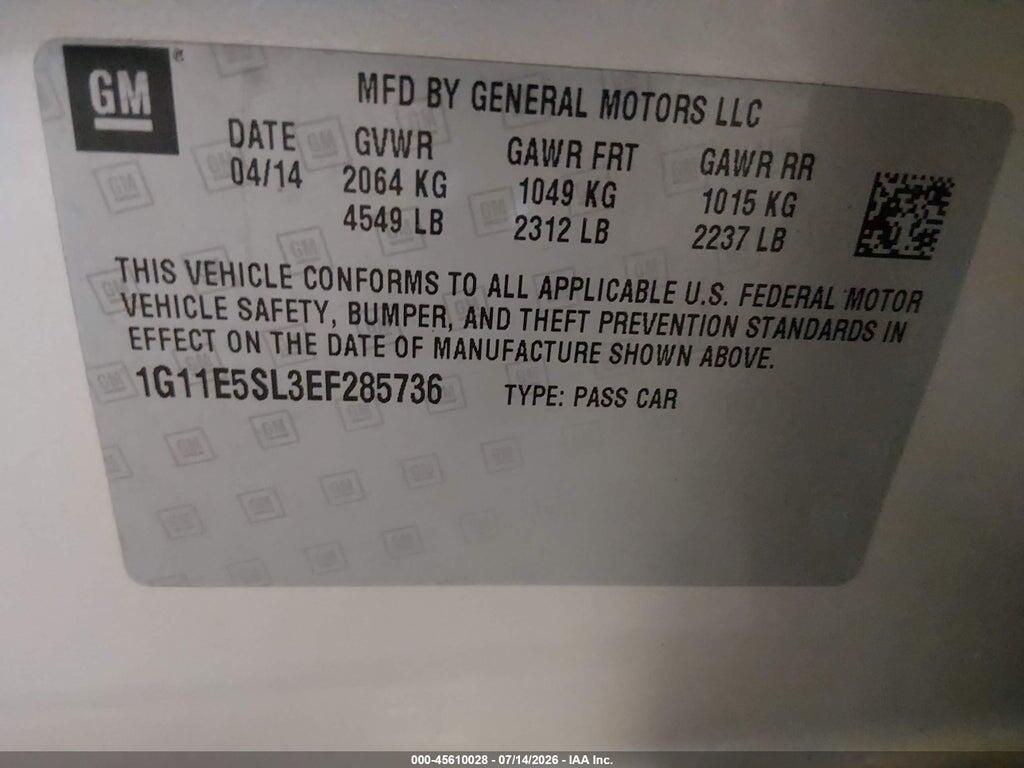 1G11E5SL3EF285736 2014 CHEVROLET MALIBU photo no. 9