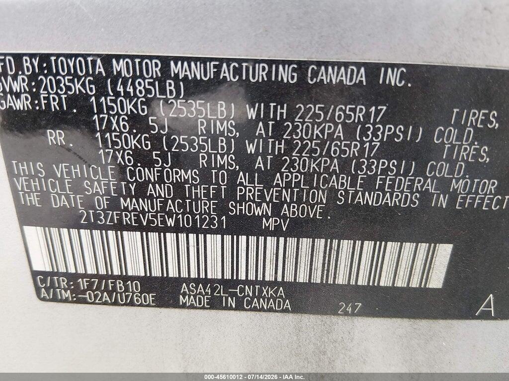 2T3ZFREV5EW101231 2014 TOYOTA RAV4 photo no. 9