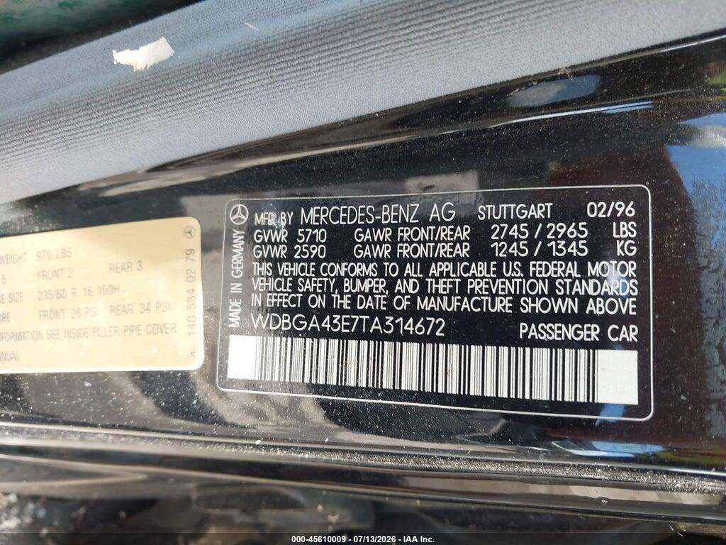WDBGA43E7TA314672 1996 MERCEDES-BENZ S photo no. 9