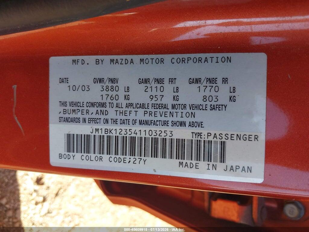JM1BK123541103253 2004 MAZDA MAZDA3 photo no. 9