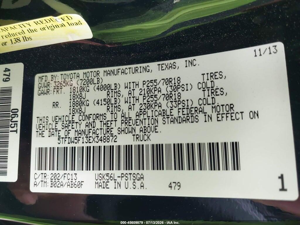 5TFDW5F13EX348872 2014 TOYOTA TUNDRA photo no. 9