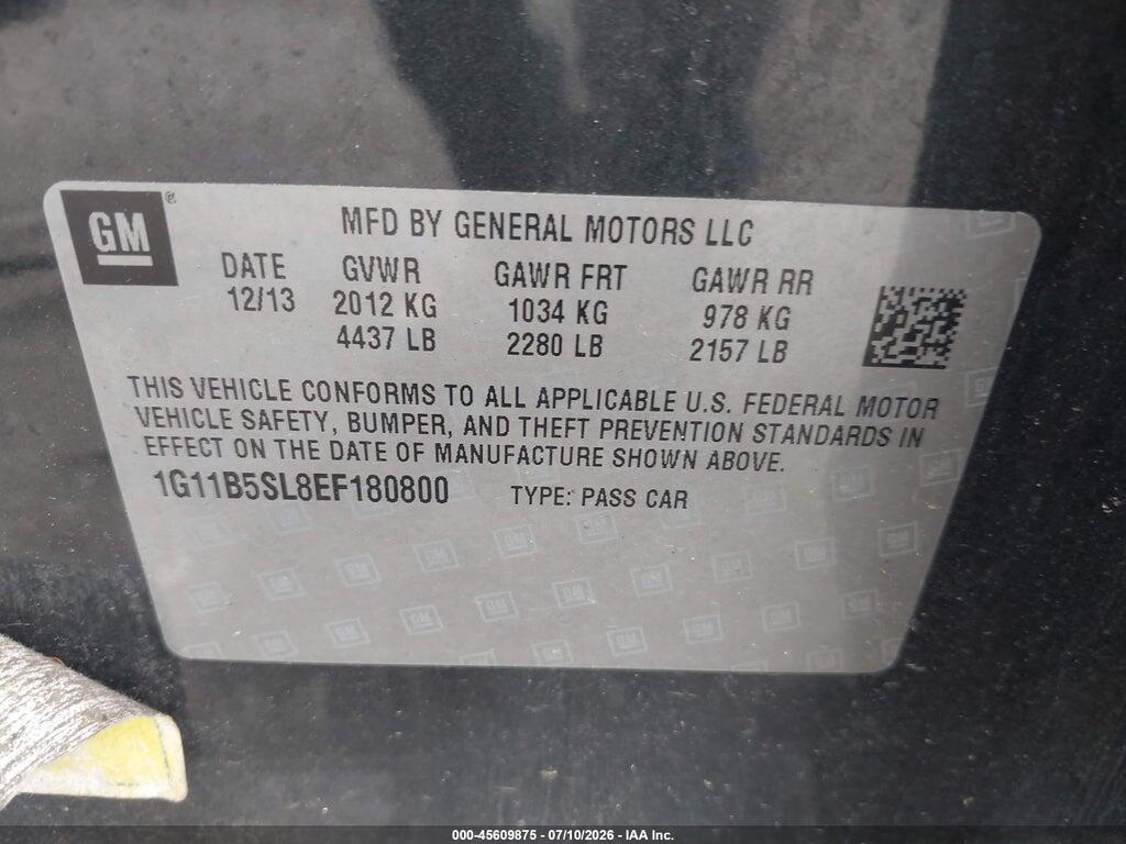 1G11B5SL8EF180800 2014 CHEVROLET MALIBU photo no. 9