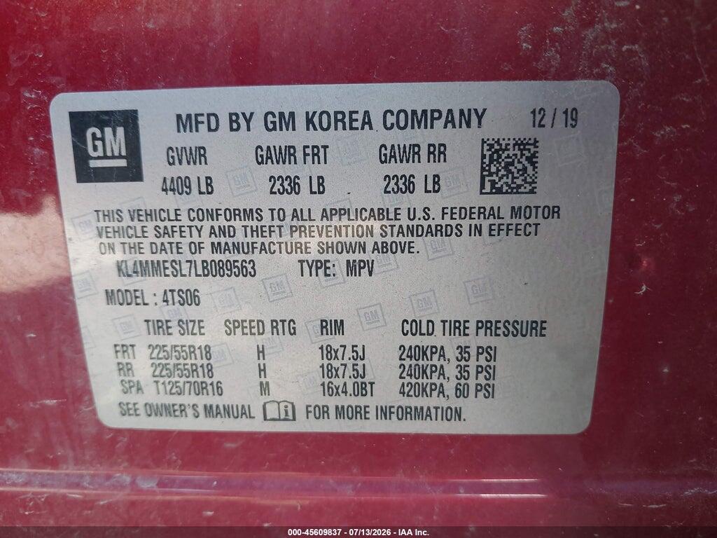 KL4MMESL7LB089563 2020 BUICK ENCORE GX photo no. 9