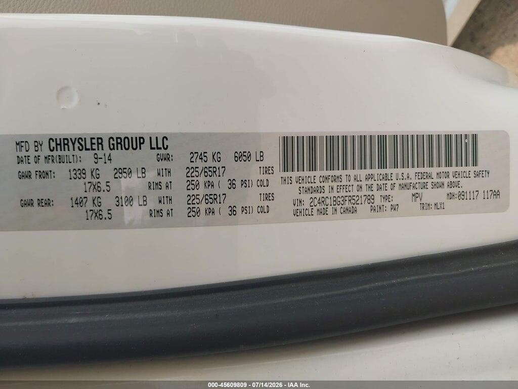 2C4RC1BG3FR521789 2015 CHRYSLER TOWN & COUNTRY photo no. 9