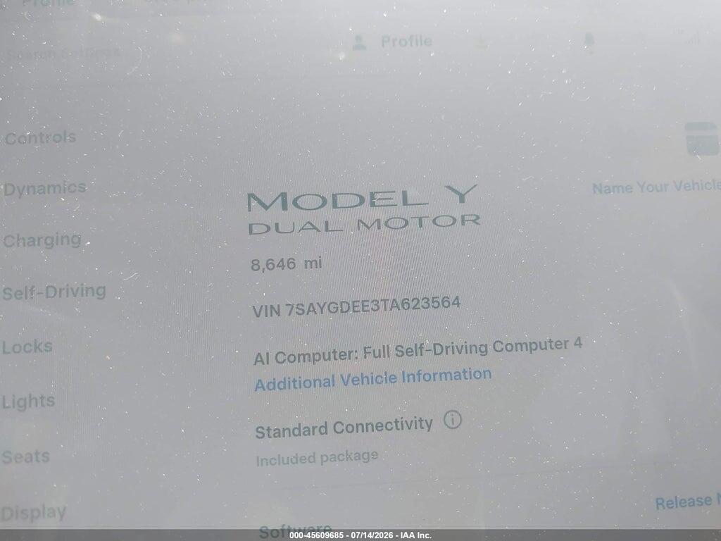7SAYGDEE3TA623564 2026 TESLA MODEL Y photo no. 7