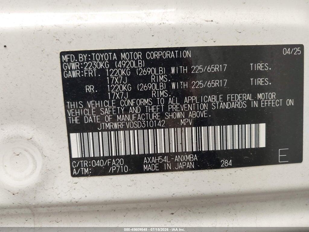 JTMRWRFV0SD310142 2025 TOYOTA RAV4 HYBRID photo no. 9