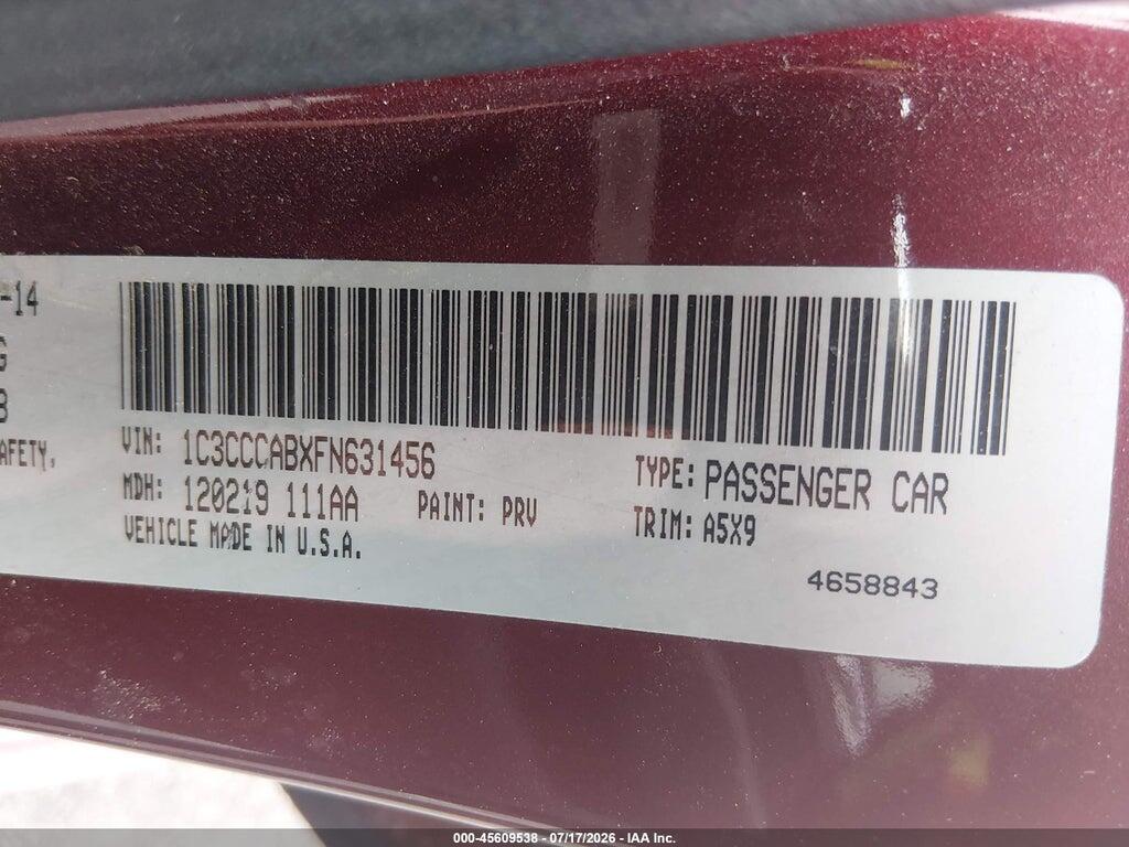 1C3CCCABXFN631456 2015 CHRYSLER 200 photo no. 9