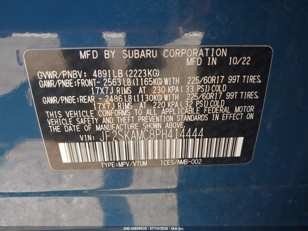 JF2SKAMC8PH414444 2023 SUBARU FORESTER photo no. 9