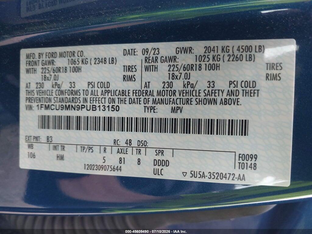 1FMCU9MN9PUB13150 2023 FORD ESCAPE photo no. 9