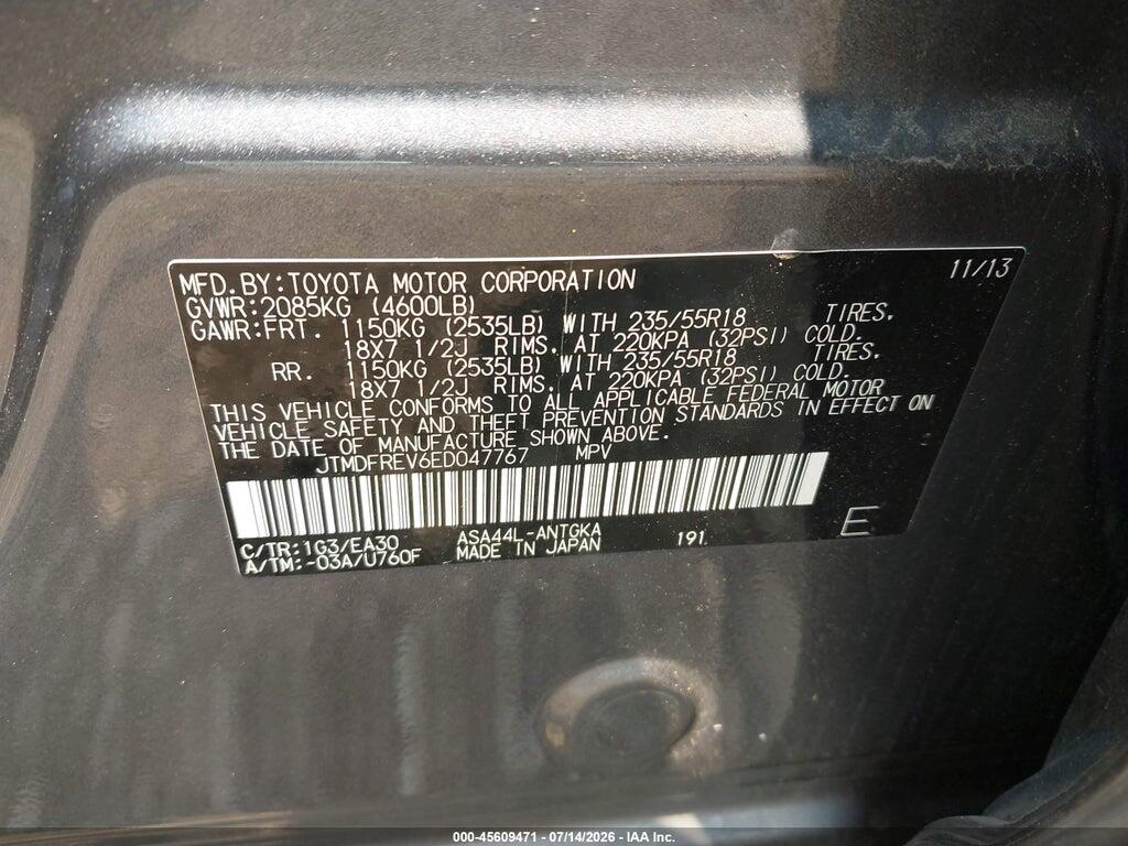 JTMDFREV6ED047767 2014 TOYOTA RAV4 photo no. 9