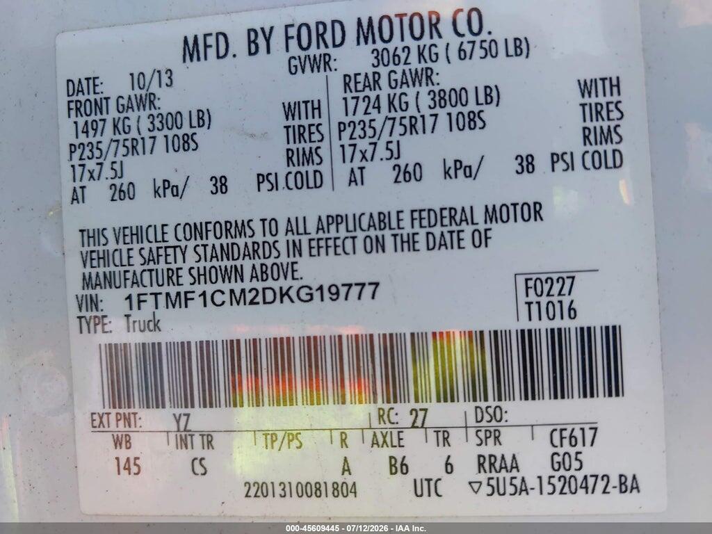 1FTMF1CM2DKG19777 2013 FORD F-150 photo no. 9