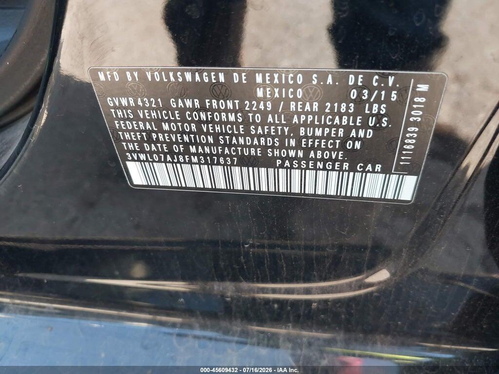 3VWL07AJ8FM317637 2015 VOLKSWAGEN JETTA photo no. 9