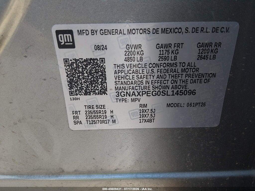 3GNAXPEG0SL145096 2025 CHEVROLET EQUINOX photo no. 9