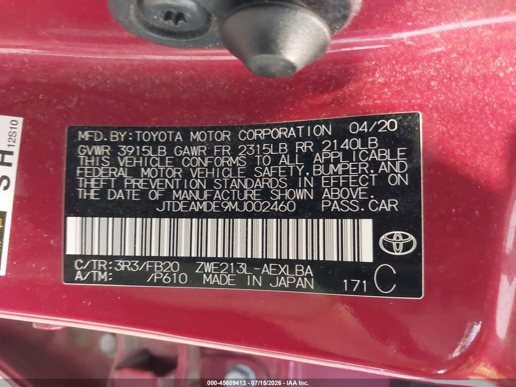 JTDEAMDE9MJ002460 2021 TOYOTA COROLLA photo no. 9