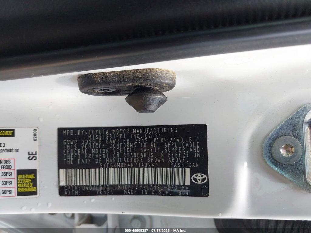 5YFB4MDE4RP143241 2024 TOYOTA COROLLA photo no. 9