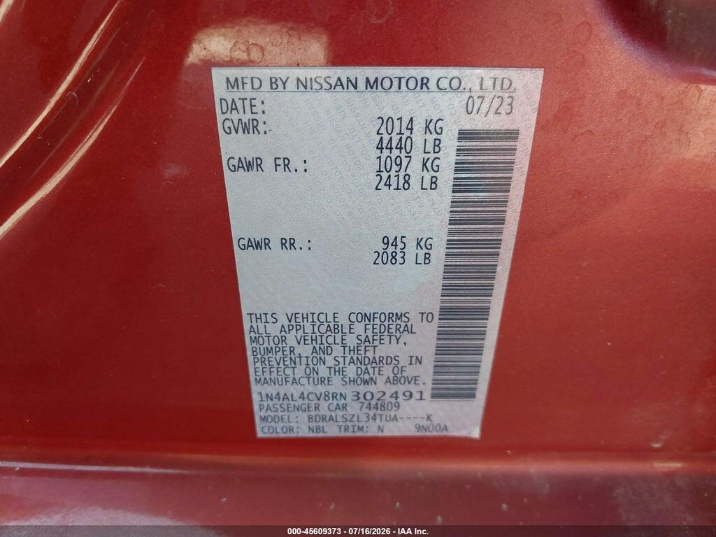 1N4AL4CV8RN302491 2024 NISSAN ALTIMA photo no. 9