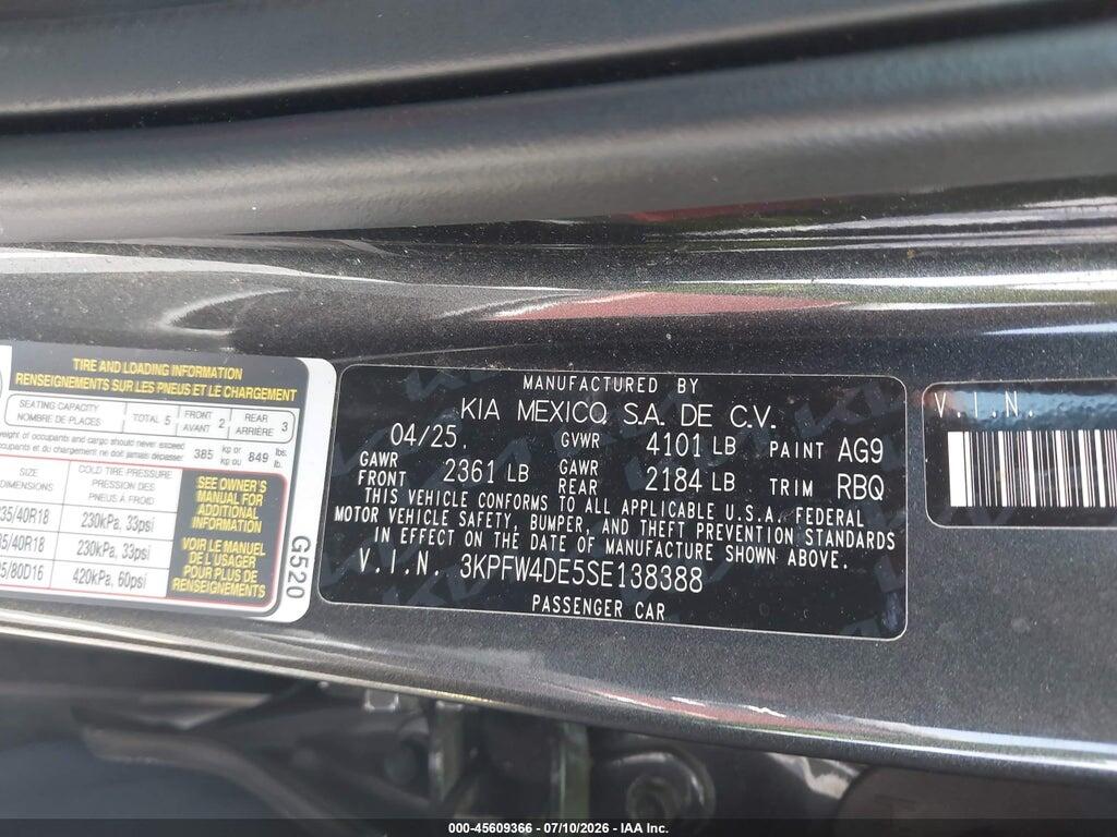 3KPFW4DE5SE138388 2025 KIA K4 photo no. 9